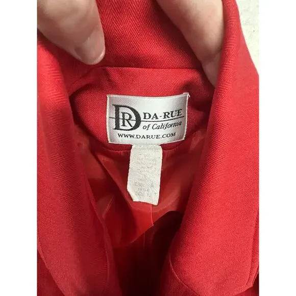 Vintage DaRue California Red Blazer Size Womens 12 Long Sleeves Work - Picture 6 of 11